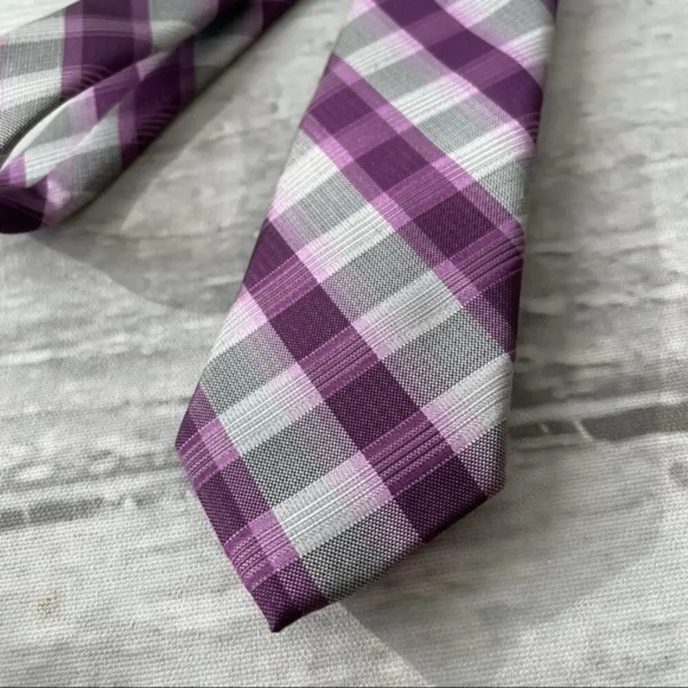 Van Heusen Tie Purple Grey Plaid New NWOT Necktie